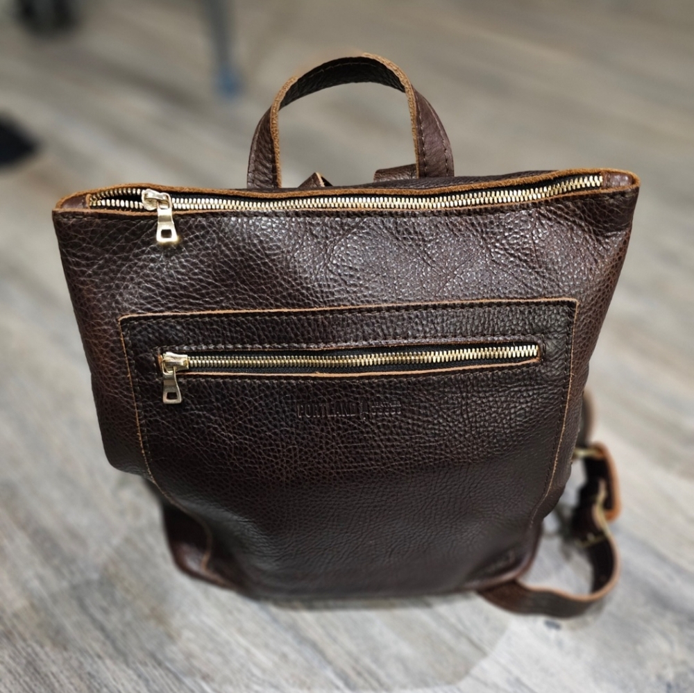 Portland leather goods tote backpack
